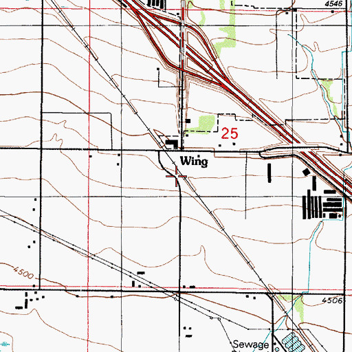 Topographic Map of Wing, UT