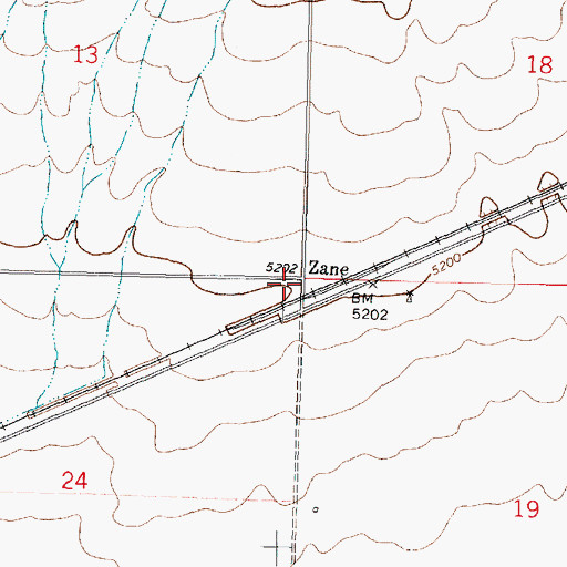 Topographic Map of Zane, UT