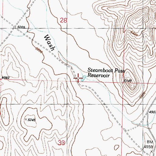 Topographic Map of Steamboat Pass Reservoir, UT