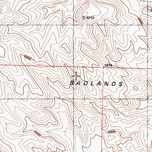 Topographic Map of Badlands, UT