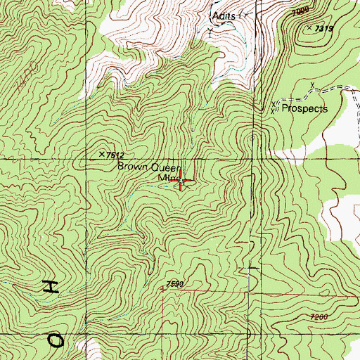Topographic Map of Brown Queen Mine, UT