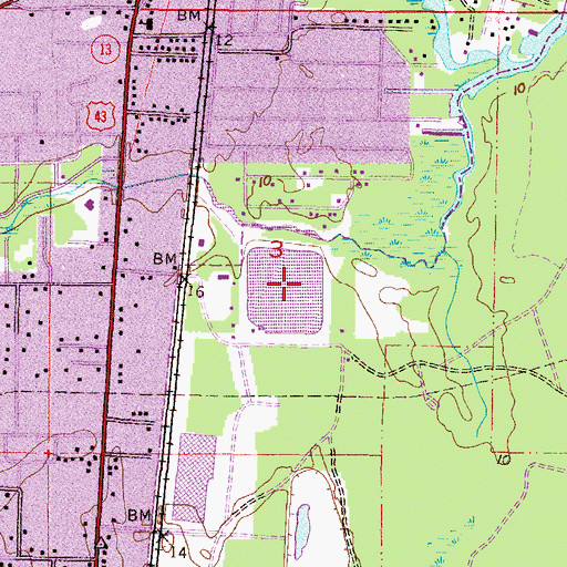 Topographic Map of Saraland Reservoir, AL