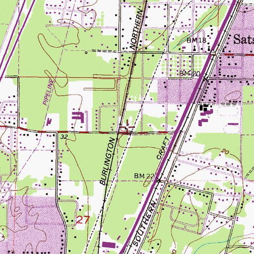 Topographic Map of Satsuma Assembly of God Church, AL