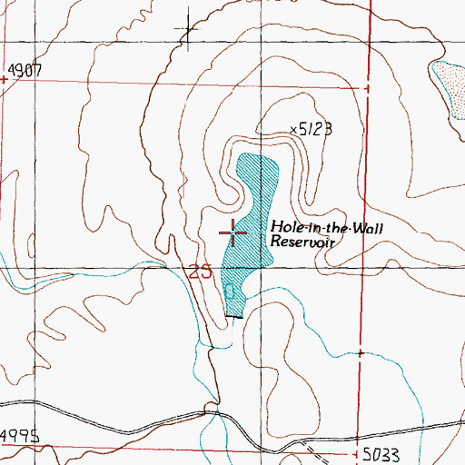 Topographic Map of Hole-in-the-Wall Reservoir, UT