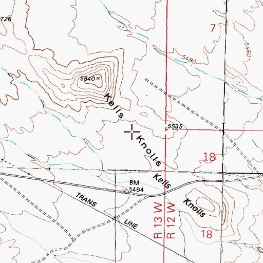 Topographic Map of Kells Knolls, UT