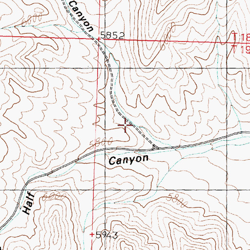 Topographic Map of Little Mile and a Half Canyon, UT
