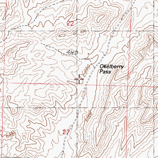 Topographic Map of Okelberry Pass, UT
