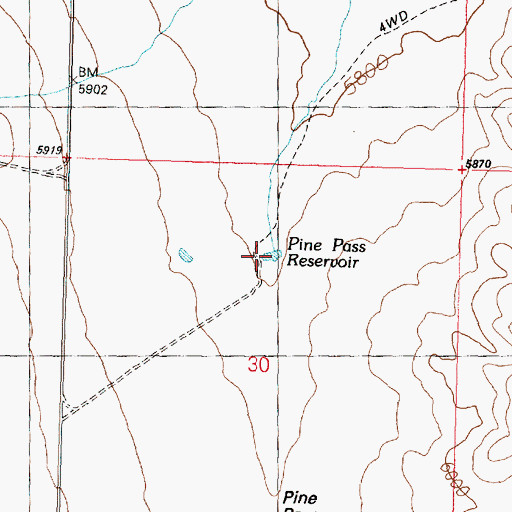 Topographic Map of Pine Pass Reservoir, UT