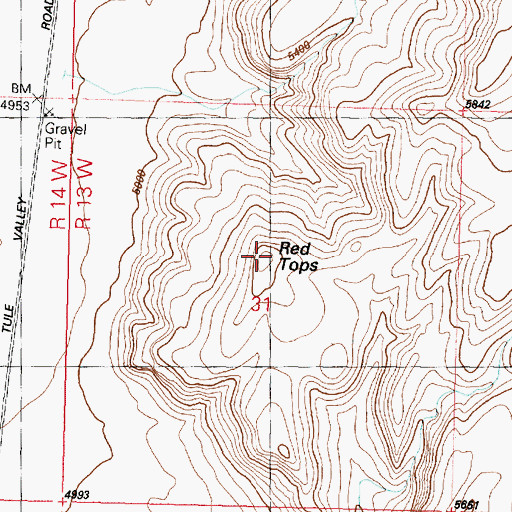 Topographic Map of Red Tops, UT