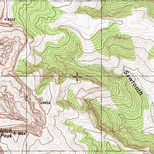 Topographic Map of Sawtooth Mountain, UT