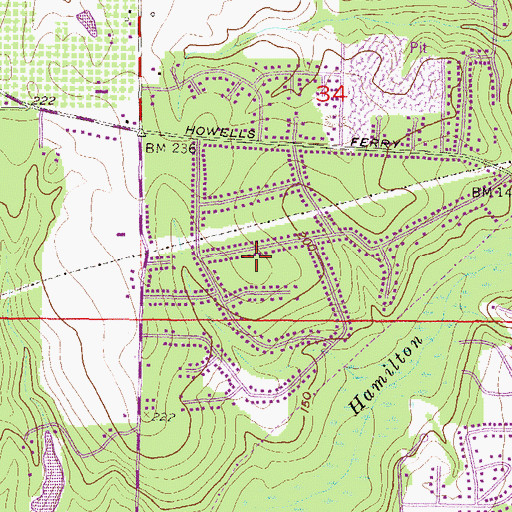 Topographic Map of Scenic Hills, AL