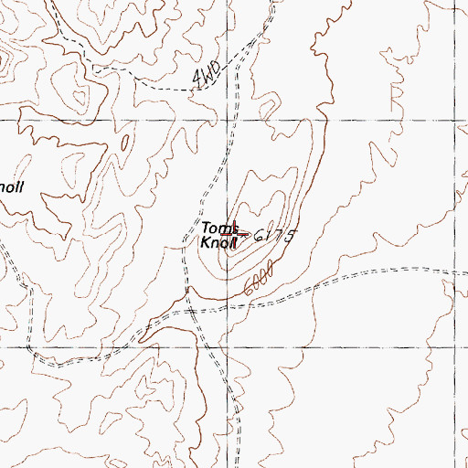 Topographic Map of Toms Knoll, UT