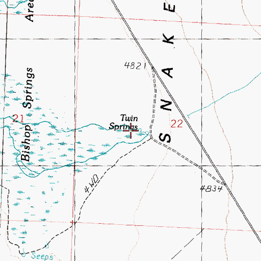 Topographic Map of Twin Springs, UT