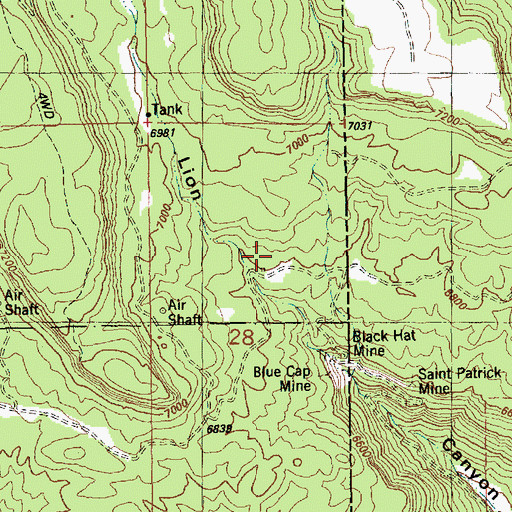 Topographic Map of Black Hat Mine, UT
