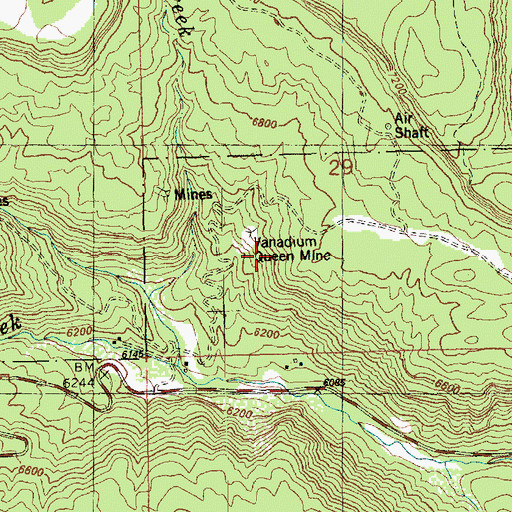 Topographic Map of Vanadium Queen Mine, UT