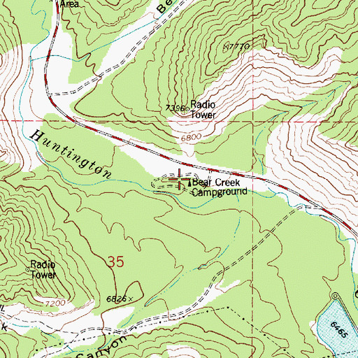 Topographic Map of Bear Creek Campground, UT