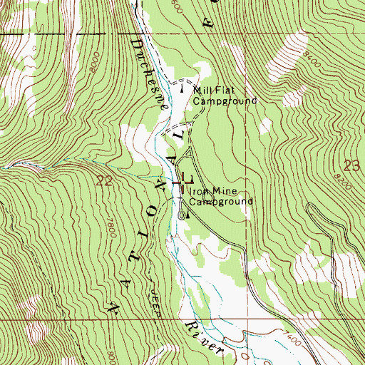 Topographic Map of Iron Mine Campground, UT