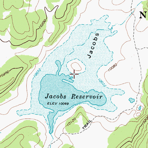 Topographic Map of Jacobs Reservoir, UT