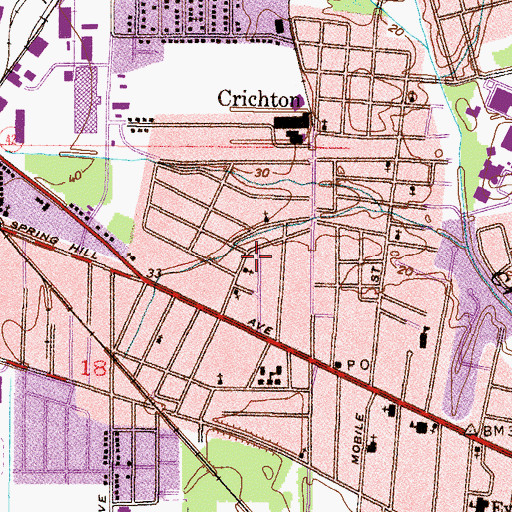 Topographic Map of Second Crichton Baptist Church, AL