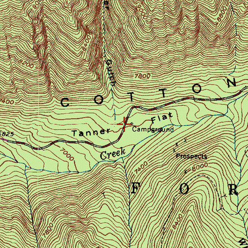 Topographic Map of Tanners Flat Campground, UT