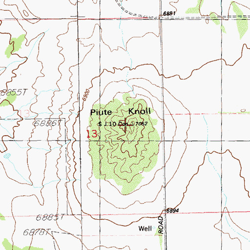 Topographic Map of Piute Knoll, UT