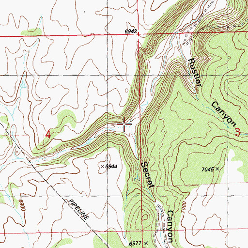Topographic Map of Secret Canyon, UT
