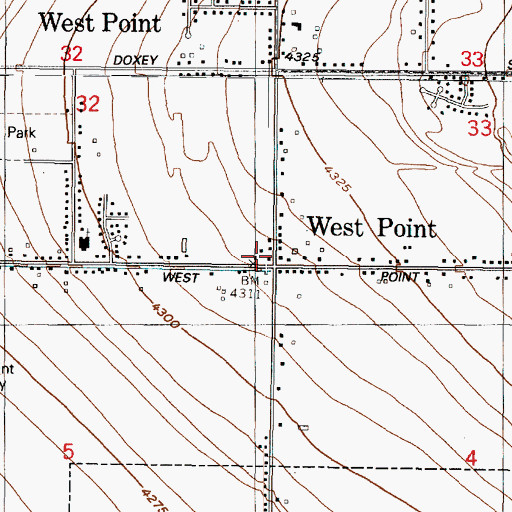 Topographic Map of West Point City Hall, UT