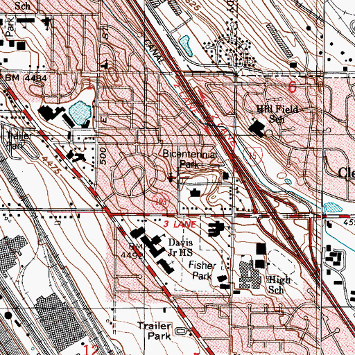 Topographic Map of Bicentennial Park, UT