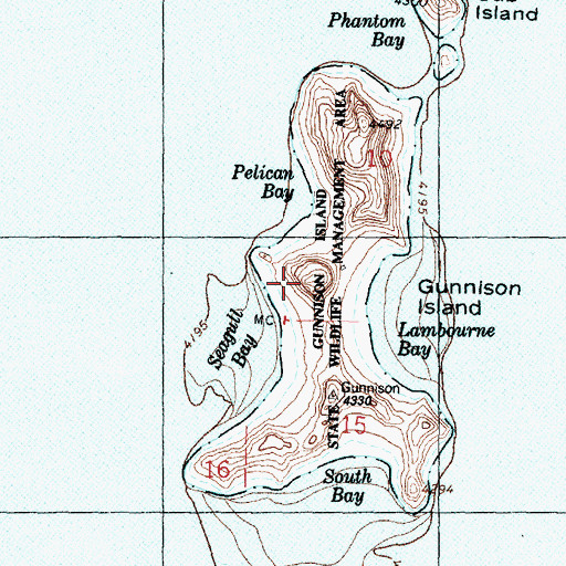 Topographic Map of Gunnison Island State Wildlife Management Area, UT