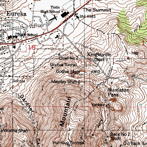 Topographic Map of Mayday Tunnel, UT