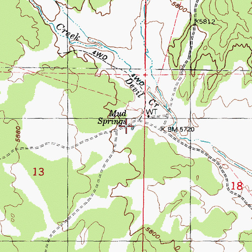 Topographic Map of Mud Springs, UT