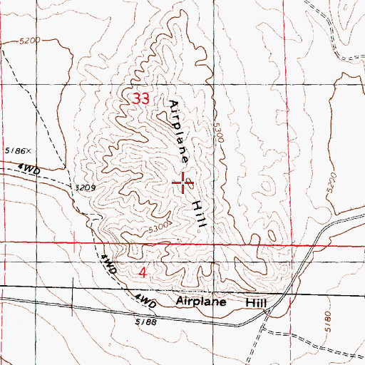 Topographic Map of Airplane Hill, UT