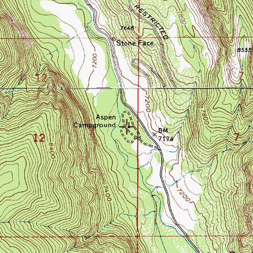 Topographic Map of Aspen Campground, UT