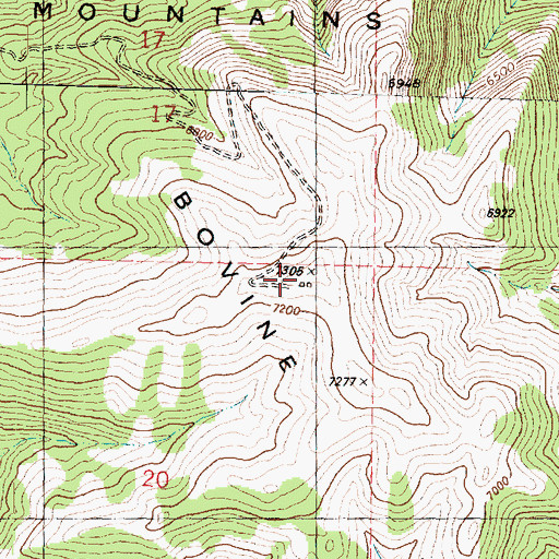 Topographic Map of Bovine Mountains, UT