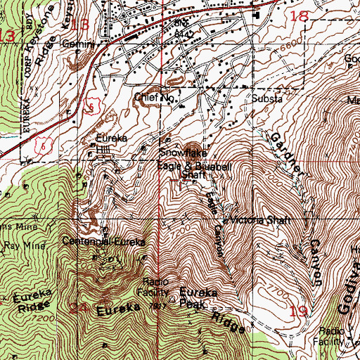 Topographic Map of Eagle and Bluebell Shaft, UT