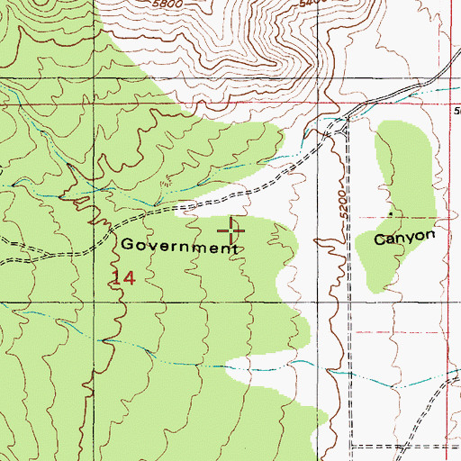 Topographic Map of Government Canyon, UT