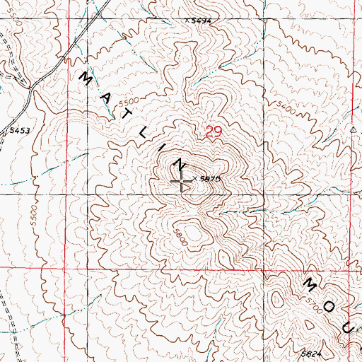 Topographic Map of Matlin Mountains, UT