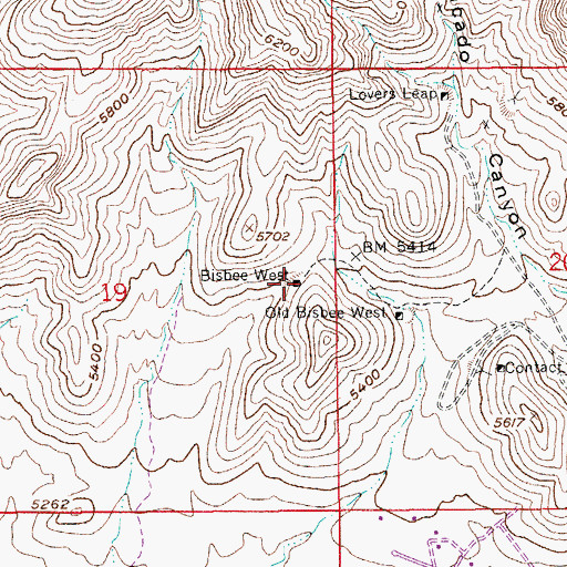 Topographic Map of Bisbee West, AZ