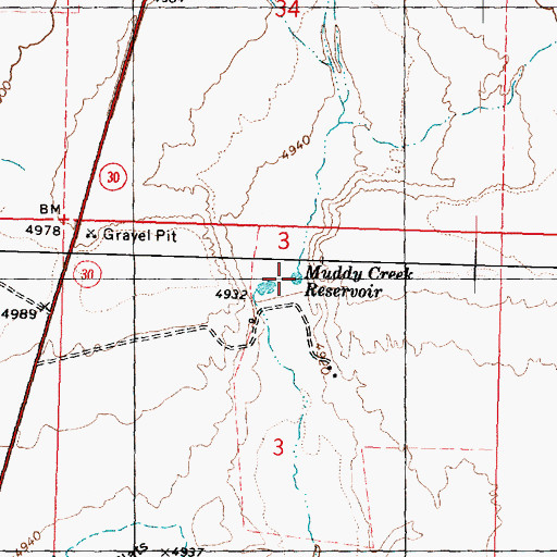 Topographic Map of Muddy Creek Reservoir, UT