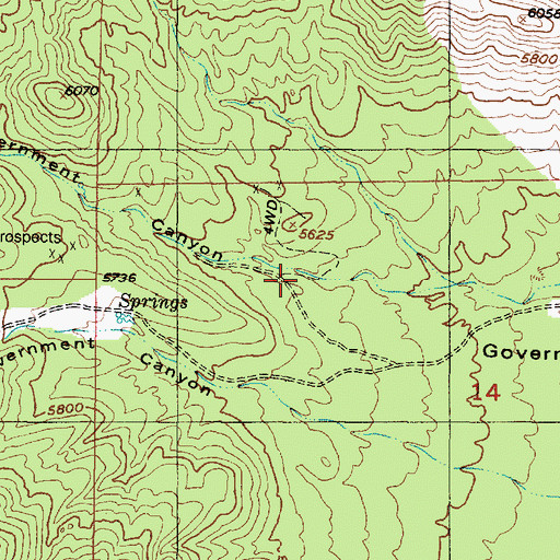 Topographic Map of Right Hand Fork Government Canyon, UT