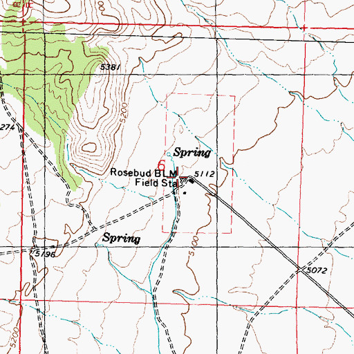 Topographic Map of Rosebud BLM Field Station, UT