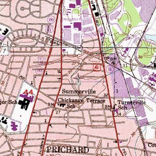 Topographic Map of Shiloh Cemetery, AL