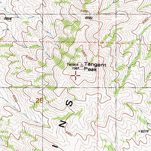 Topographic Map of Tangent Peak, UT