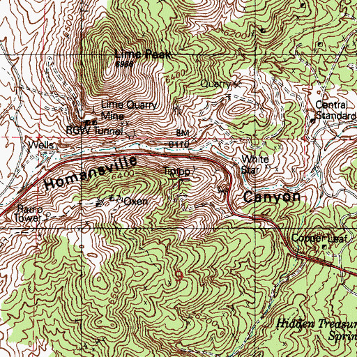 Topographic Map of Tiptop, UT