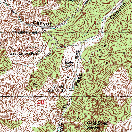 Topographic Map of Trixie, UT