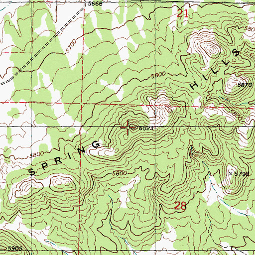 Topographic Map of Warm Spring Hills, UT