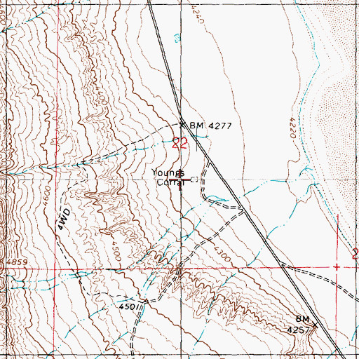 Topographic Map of Youngs Corral, UT