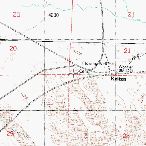 Topographic Map of Kelton Cemetery, UT