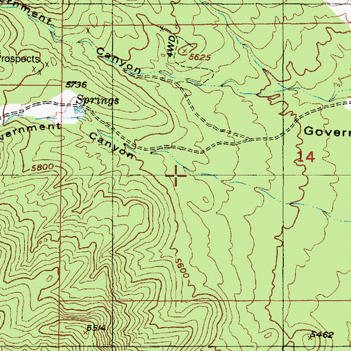 Topographic Map of Left Hand Fork Government Canyon, UT