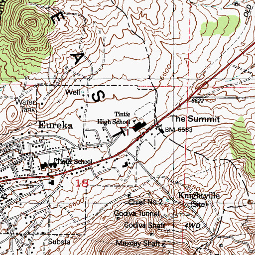 Topographic Map of Tintic High School, UT